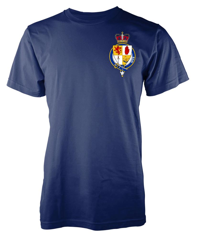

Personalised Scottish Name Bain T-Shirt Family Crest Badge Coat Of Arms Adult 4XL