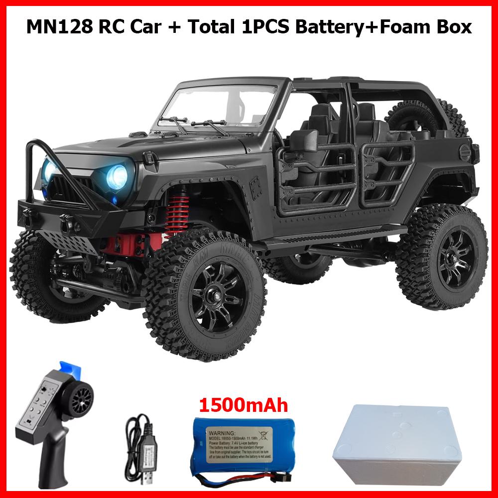 MN128 1/12 RC Car 4WD MN Model RTR 2.4G Remote Control Car Off-Road Climbing Vehicle LED Light 35min Working RC Toy As Kids Gift