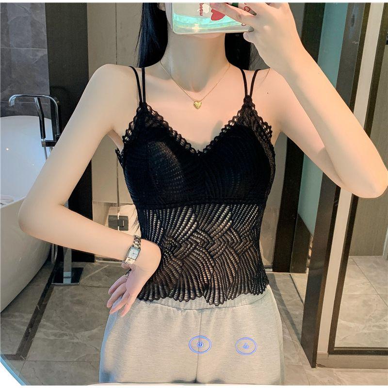 

2025 Кружевной топ-слинг с красивой спинкой, верхняя одежда, кружево «ласточкин хвост», маленький слинг, универсальный, для внутреннего ношения, милый и пикантный, женский топ без рукавов Black L(100-115)