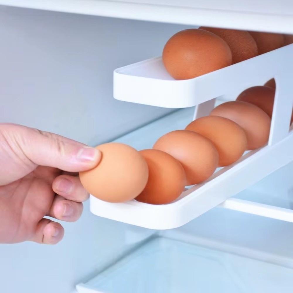 Rolldown Design Automatic Scrolling Egg Rack Double-layer Egg Basket Container  Kitchen Storage