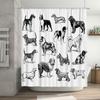 Decorative Shower Curtain featuring a Vintage Dog Illustration Perfect for Pet Lovers