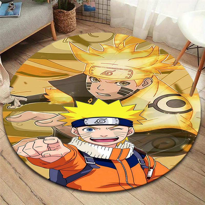 Naruto Power Up Round Area Rug Carpet Rug For Living Room Bedroom Sofa Playroom Decor Nonslip Floor Mat