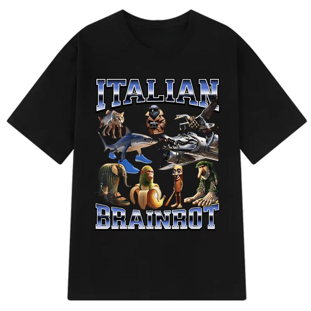 Brr Brr Patapim Tričko Vtipné Italské Brainrot Meme Grafické Tričko Pánské Dámské Letní 100% Bavlna Pohodlné Měkké Trička s O-výstřihem Topy