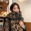 Womens Faux Cashmere Leopard Print Scarf With Fringe Warm Winter Wrap Chic Korean Style Shawl 185x55cm