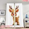 2pcs 2D Flat Printing Merry Christmas Party Curtains Cute Cartoon Reindeer Christmas Digital Printed Polyester Drapes Party &