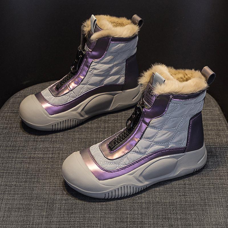 Real Fur Snow Boots Popular Women's Leather Shoes Sponge Cake Thick Sole Versatile Casual and Fashionable Dad Shoes