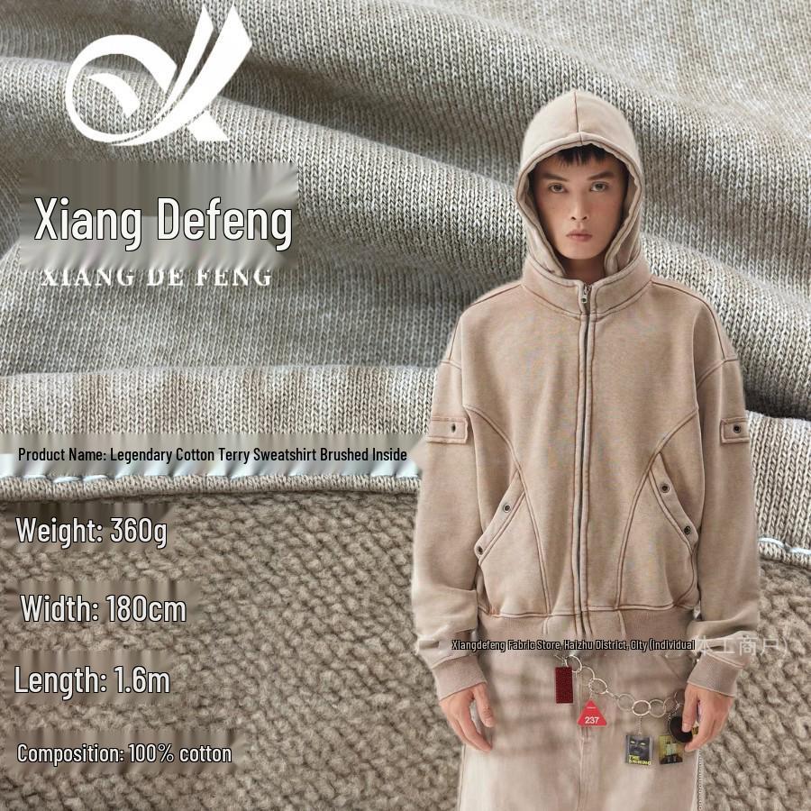Legend Cotton Terry Sweatshirt - Brushed 360g Fleece, Wax-Dyed Washable Fabric, Retro Faded Distressed Design. Color Card