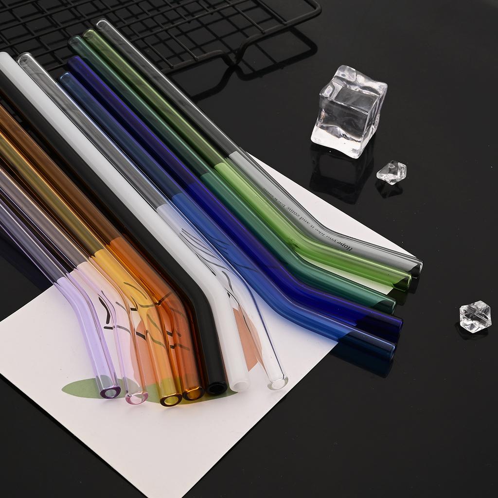 11-piece Reusable Glass Straws Clear Smoothie Drinking Straws with Clean Brush for Beverages Milk Tea Juices Cocktail