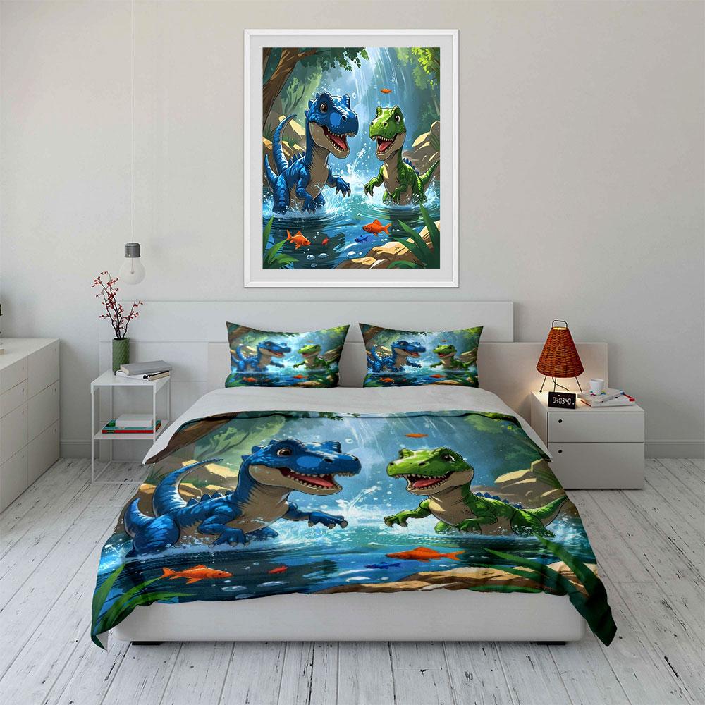 Dinosaur Kids Playset Adventure Multiple Sizes Kid'S And Adults' Bedroom Exquisite 3Pc Bedding Set, Gift
