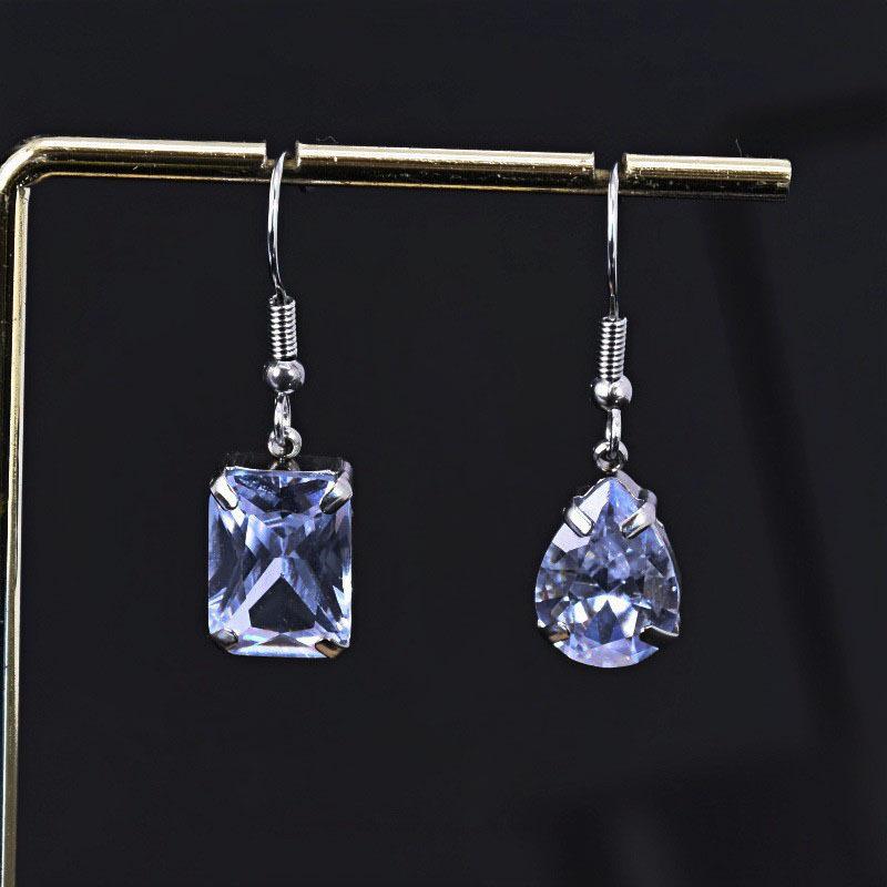 Stainless Steel Water Drop Zircon Earrings - Trendy, Colorful, Hot Selling