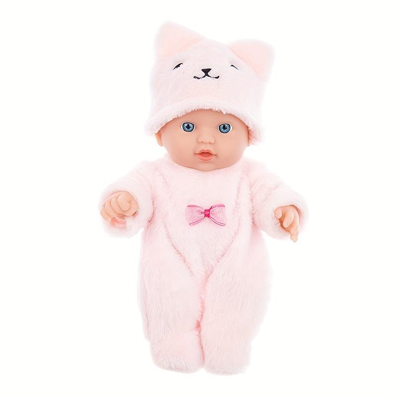Lifelike Reborn Baby Dolls Realistic Cute Smile Newborn Baby Doll Toy with Plush Cloth Bear Hats for Kid Boys Girls Pink & Blue
