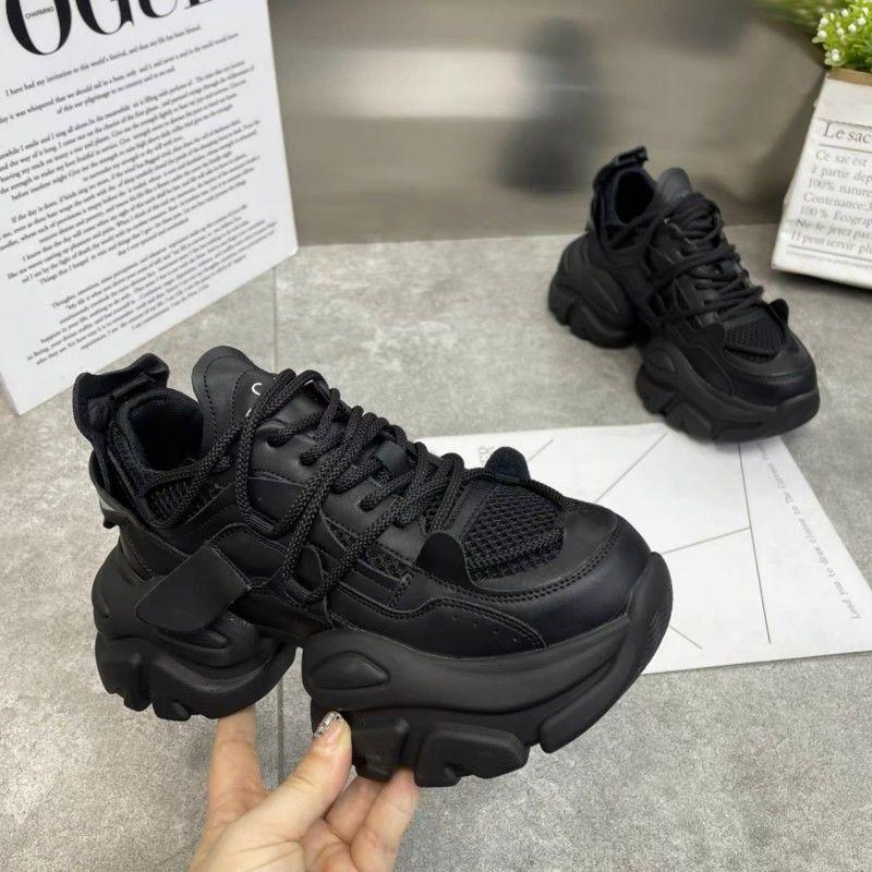 Trendy Mesh Dad Shoes for Women  Autumn New Style Thick Sole Height Increasing Versatile Casual Sports Vulcanized Shoes