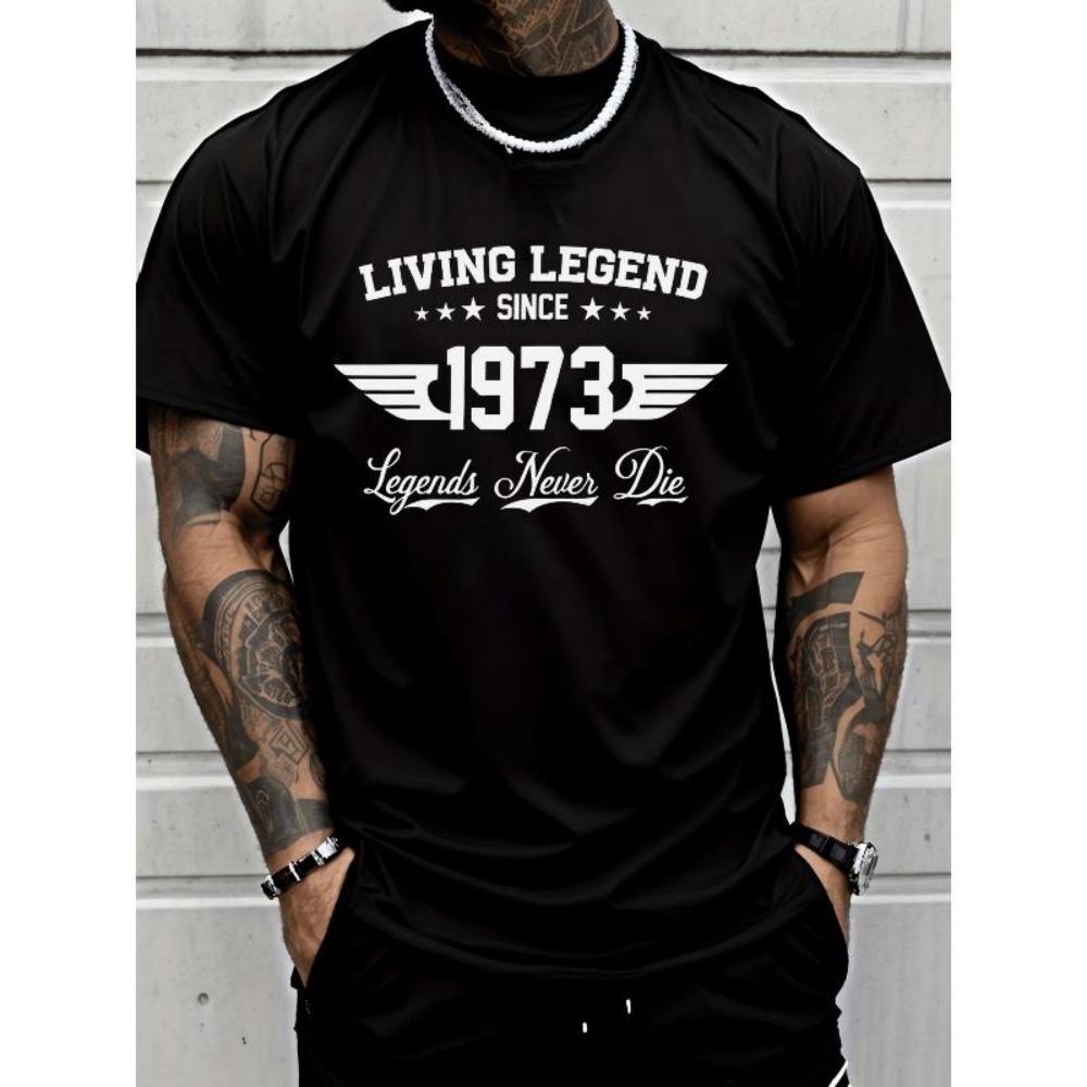 

European Sizes Classic Crew Neck Men s Fashion Summer Casual Trendy Living Legend Since 1973 Graphic T Shirt XXXXXL чорний