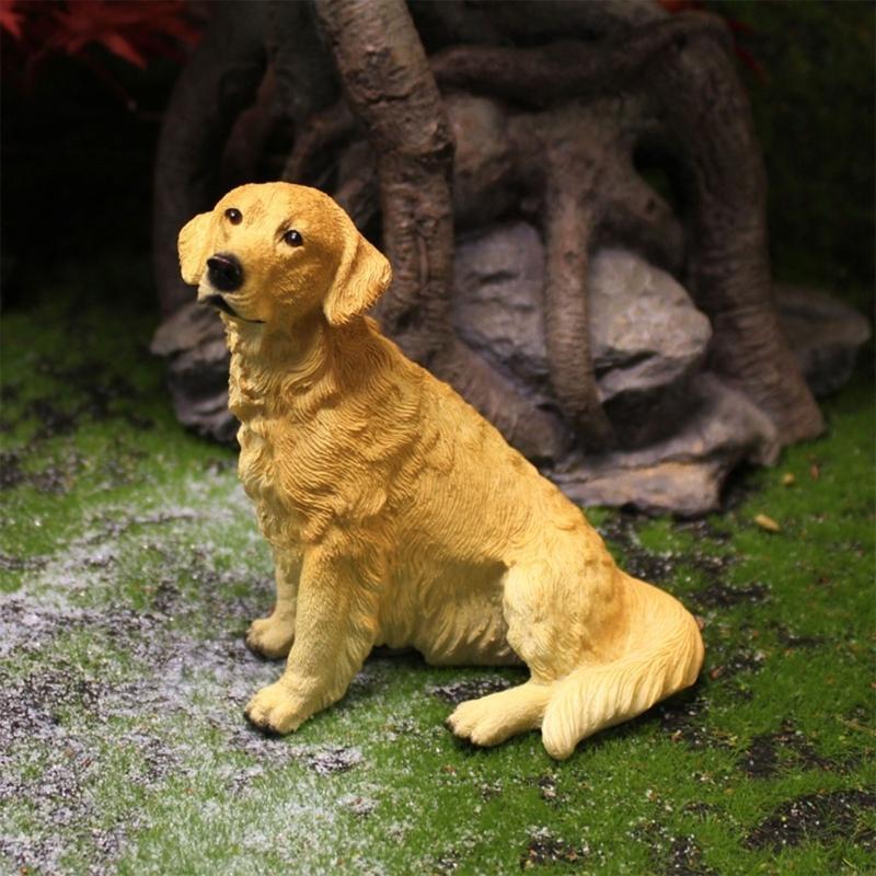 62KD Animal Plastic Golden Retrievers Home Ornament DIY Realistic Artificial Hand Paint Adult Collection Craft Backyard Toy