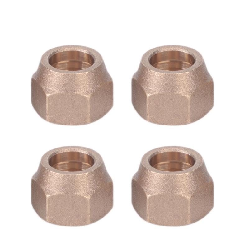 Brass Tube Nut for Car Air-Conditioning Line Service, Six-Sided 4 Pack Fitting for Vehicle and Motorcycle Use Work