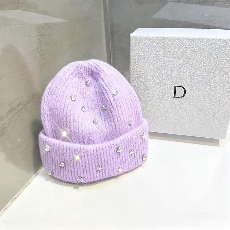 

1Pieces New Autumn And Winter Heavy-Duty Pearl Wool Hat Pearl Fashion Knitted Hat Warm Ear Protection Mountaineering Hat