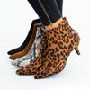 Luxury Women's Boots Spring Pointed Toe Stiletto Ankle Boots Fashion Leopard Print Women High Heel Suede Side Zipper Boots 35-43
