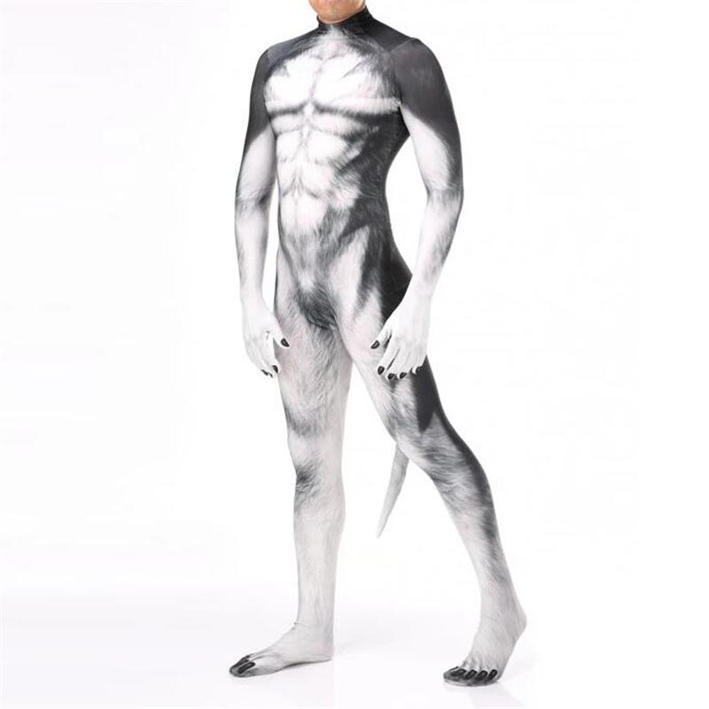 Halloween Cosplay anime Huskies Costumes Animal Leopard Print Bodysuit Unisex Polyester Spandex with tail for Adult