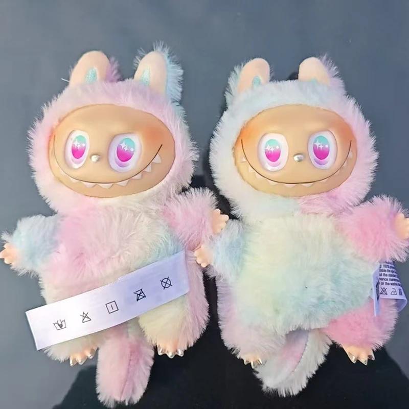 Zimomo Rainbow Colors Labubu Anime Figure Plush Dolls Vinyl Pendant Doll Backpack Pendant Decoration Plush Kids Gift Replicas