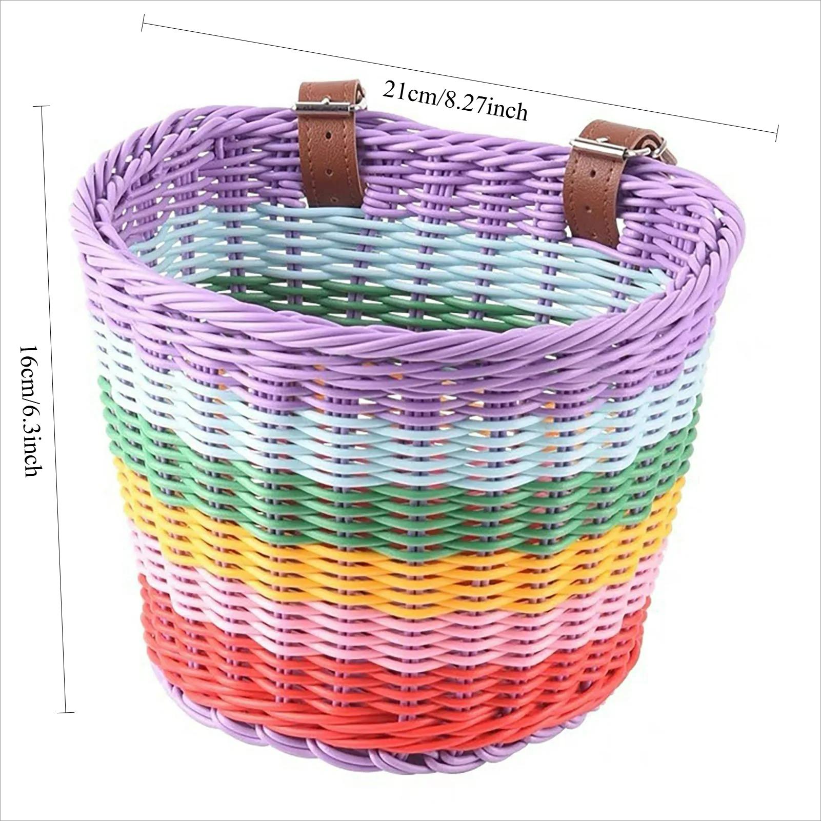 

Rainbow Color Bicycle Basket for Kid Front Handlebar Rattan Picnic Basket Plastic Bike Bag Water Bottle Dolls Bicycle Rack Bag