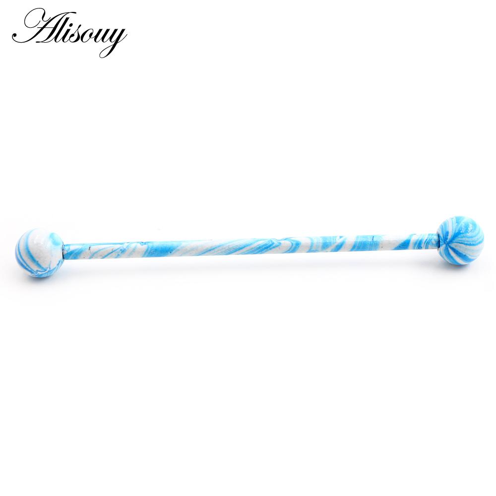Alisouy 2PC Candy Backfarbe Edelstahl Kugel Ohrring Piercing Industrial Barbell Bar Gerüst Ohrknorpel Helix Schmuck