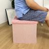 Multi-Functional Storage Ottoman Velvet Material Space Saving Storage Stool Solid Color Foldable Design Foldable Seat Ottoman