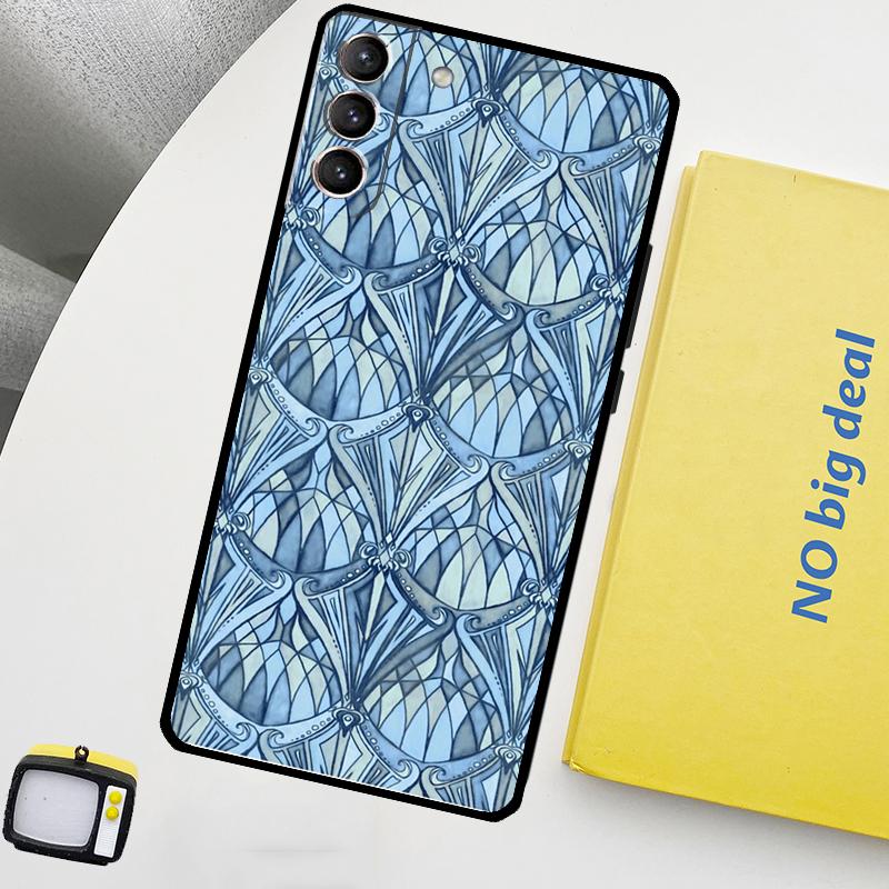 

Muted Moroccan Mosaic Tiles Phone Case For Samsung Galaxy S25 S26 Ultra S20 S21 S22 S23 Plus S10 S25 FE S24 Ultra Cover Galaxy S21