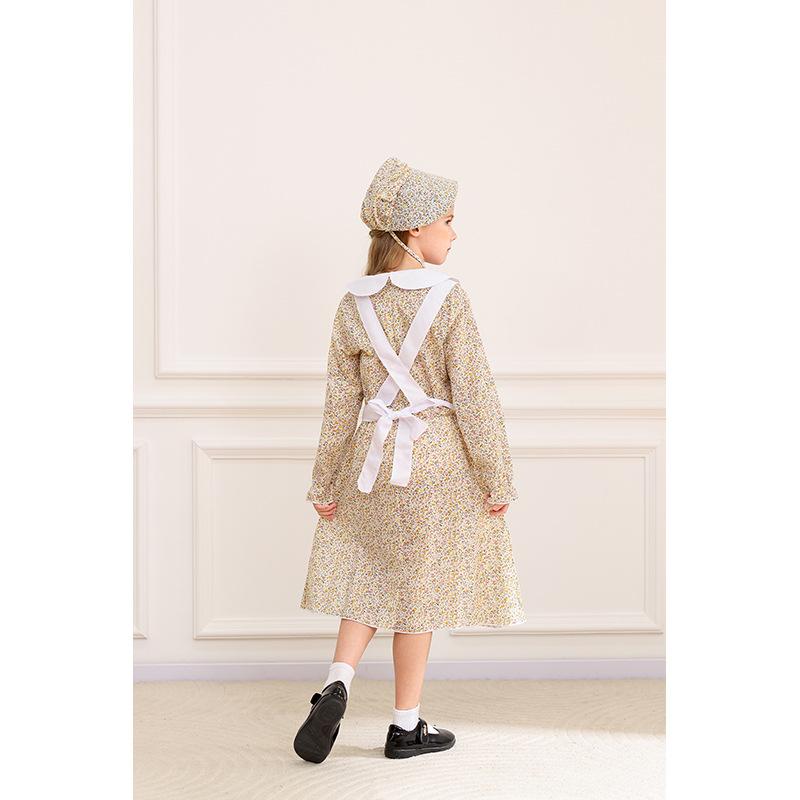 Cosplay's new children's floral colonial girl, grassland pioneer pioneer suit, idyllic dress