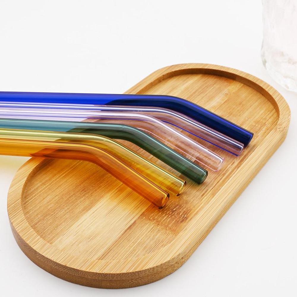 11Pcs Coloful Glass Straws - Reusable Drinking Straws with Cleaning Brush, 200x8 Mm for Beverages, Shakes, Milk Tea, Juices