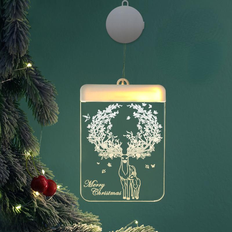 LED Light Christmas Decoration Supplies 3D Bell Snowflake Hanging Lamp Romantic Room Decoration Acrylic Curtain Lamp House Decor