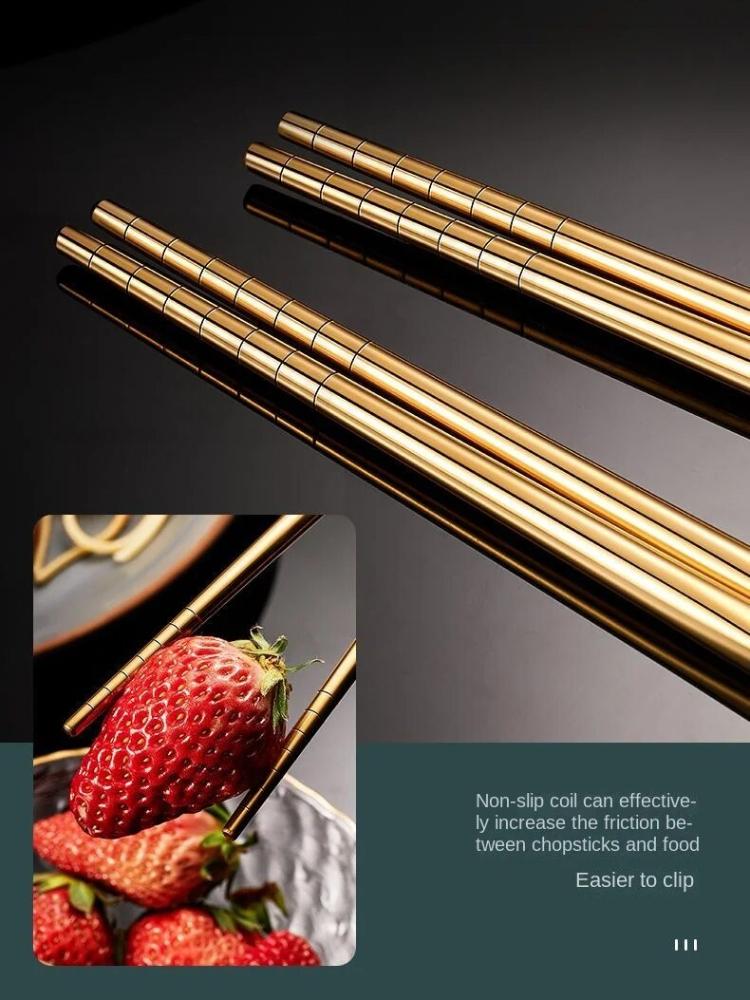 5-piece Stainless Steel Tableware Set Household Black Gold Chopsticks Spoon Green Gold Tableware Set Red Gold Luxury Tableware Set