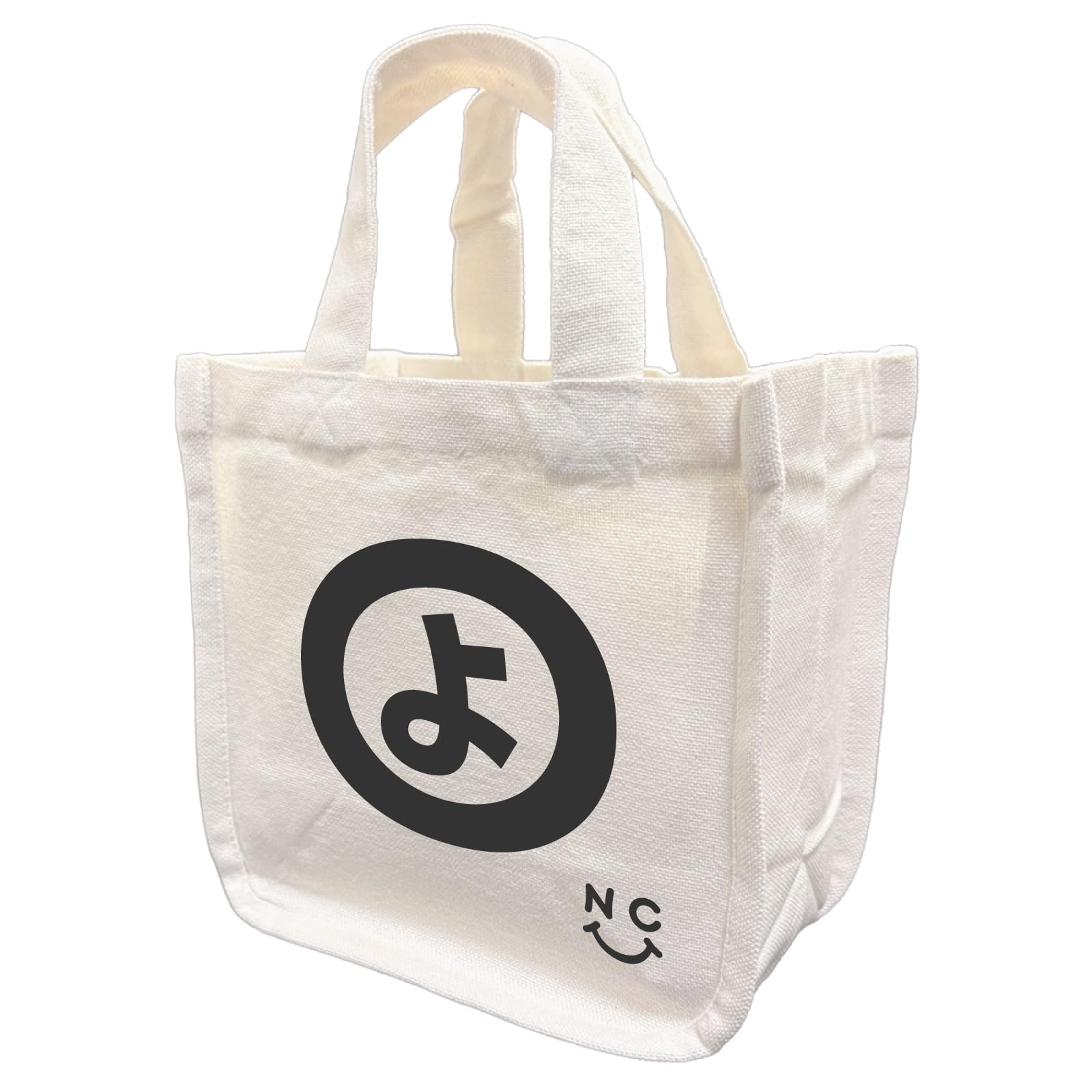 

[nc-smile] Hiragana Tote Bag, Small, Mini Tote, Handbag, Sub-Bag, Recycled Cotton (YellowOff-White)