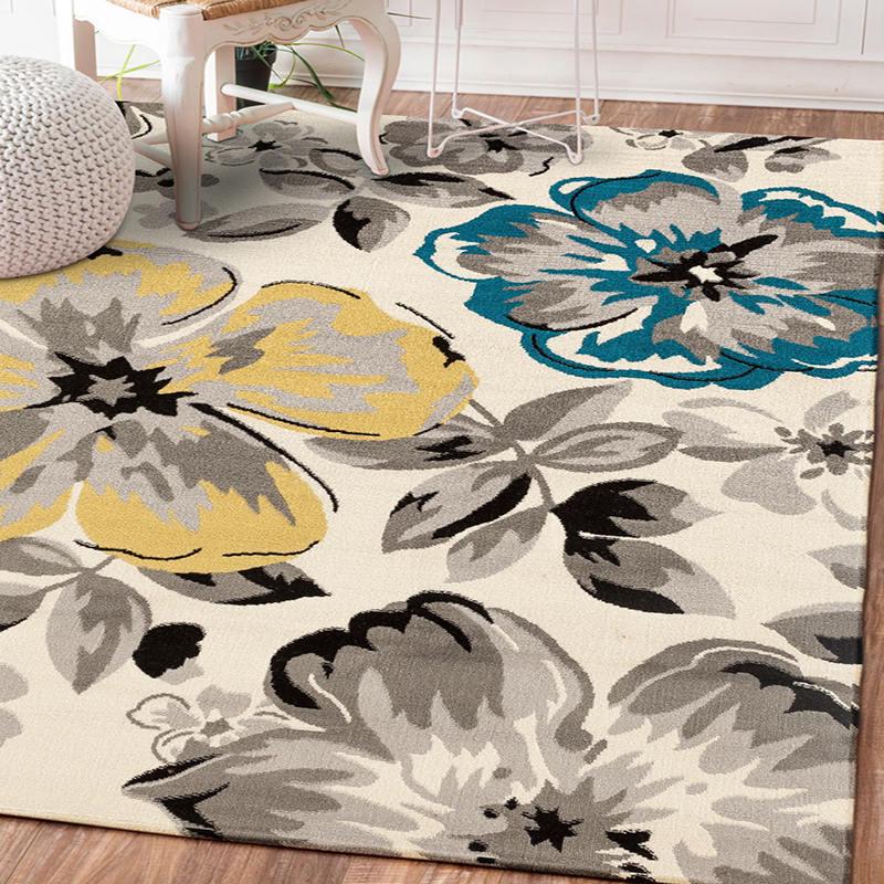 Nordic Style Carpet: Fresh Floral Design for Living Room, Bedroom, or Bay Window Coffee Table.