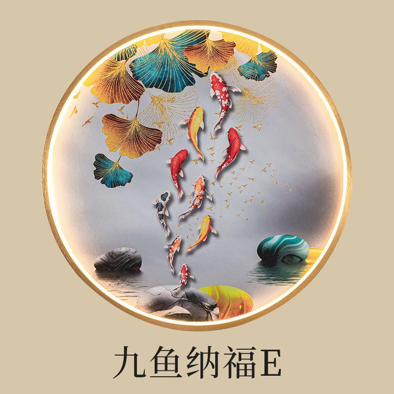 Chinese Style Wall Lamp Living Room Decoration with Light Crystal Porcelain Mural Home Decor Round Zen Free Wiring Porch Light