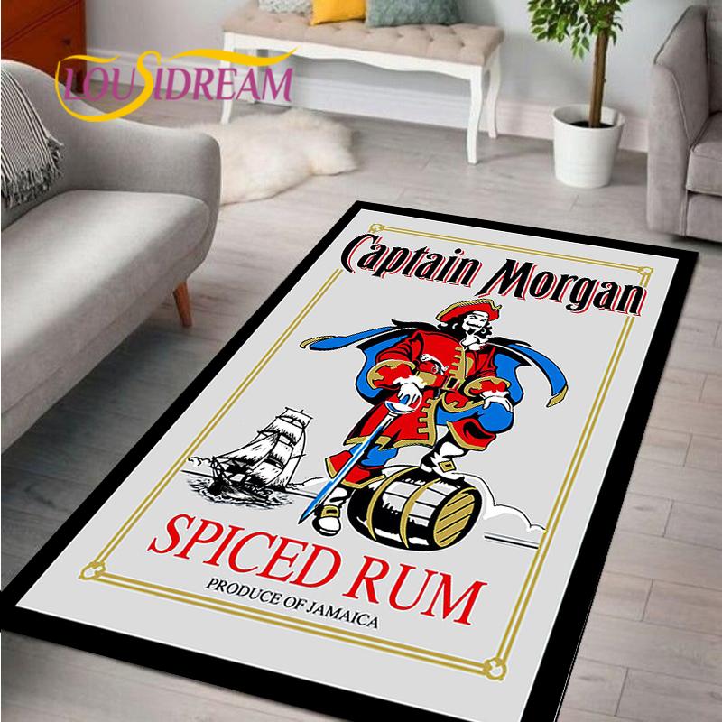 Captain Morgan Musterteppich für Schlafzimmer Wohnzimmer Teppich für Küchenbodenmatten Heimdekor Kinder Rutschfeste Bodenmatte Teppich Alfombra
