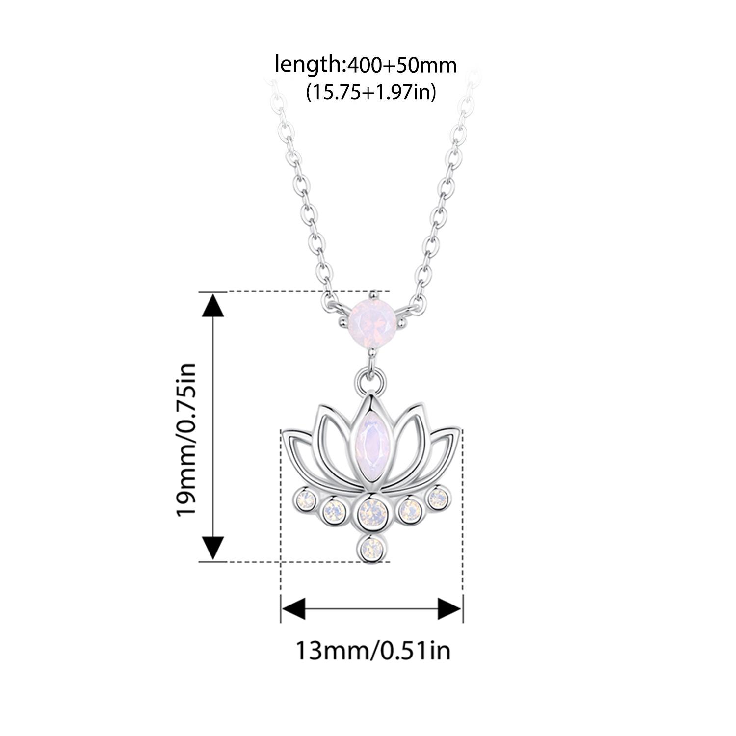 

WOSTU 925 Silver Pink Opal Lotus Pendant Necklace For Women Mother s Day Jewelry Flower Stackable Neckalces Party Gift