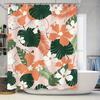 Bright Tropical Shower Curtain with Green Leaves and White Flowers Modern Home Decor for Bathroom