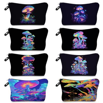 Damen Kosmetiktasche mit Pilzprint Toilettenartikel Organizer Reiseaufbewahrungskoffer 6411