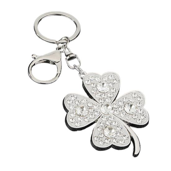 

Four Leaf Clover Keychain Sparkling Rhinestone Lucky Charm with Lobster Clasp for Bags And Keys Gift for Women