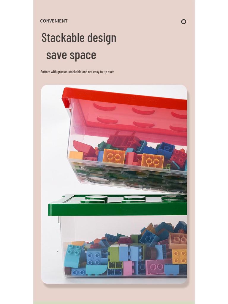 Transparent Large Lego Storage Box with Lid - Children's Toy Organizer