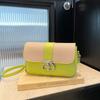 Summer simple  new trendy fashion contrasting color splicing shoulder crossbody hardware decoration small square bag women
