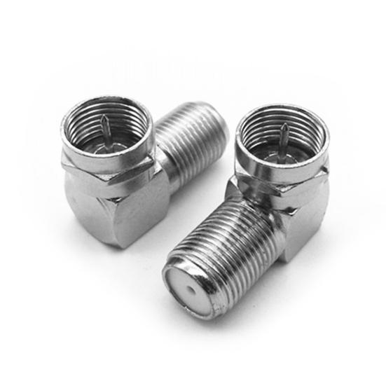 F Type Right Angle Male to Female TV Plug Coaxial Coax Cable Adaptor Connector