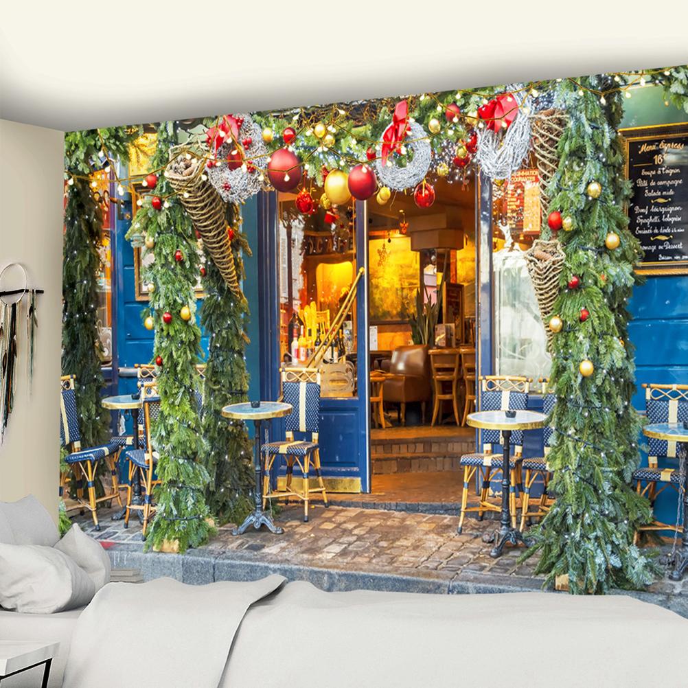 

Різдвяний ліс гобелен Настінний святковий подарунок Новий рік Лось Снігова сцена Психоделічне чаклунство Домашній декор 320x182cm