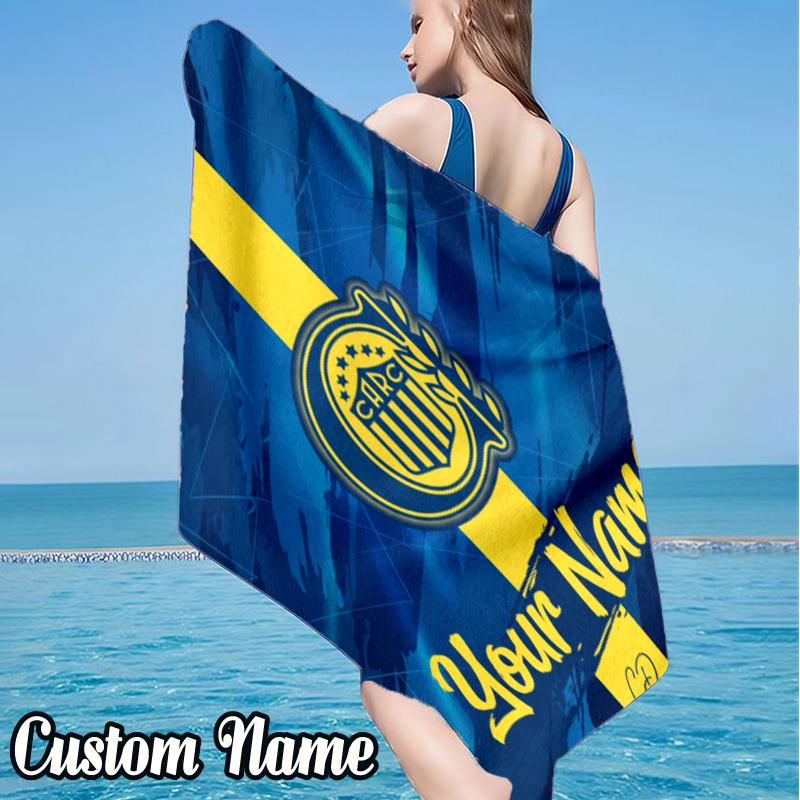 Custom Name Atlético Rosario Central Beach Towel - Soft, Ultra-Absorbent Microfiber, Lightweight, Perfect for Beach, Parties, Travel, Camping
