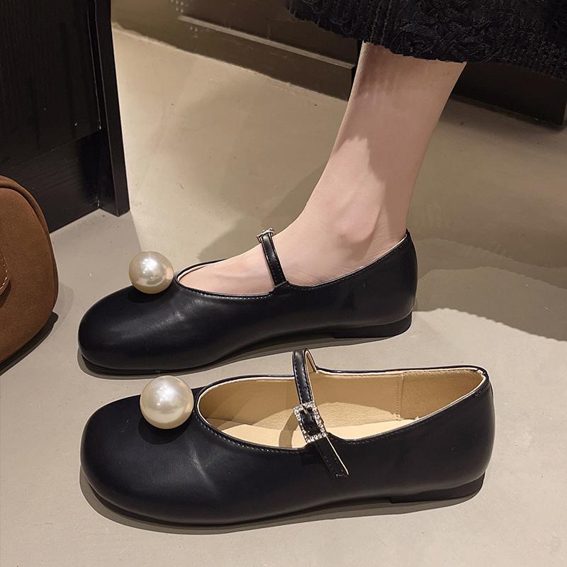 Fashion Elegant Shoes Woman 2025 Soft Autumn Pearl Decorateion Female Footwear New Fall Beading Comfortable Boat Dress Summer Mary