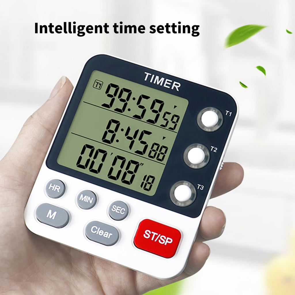 3-kanałowy cyfrowy timer wielofunkcyjny 3-kanałowy timer z funkcją pamięci przenośny do kuchni, laboratorium i sportu