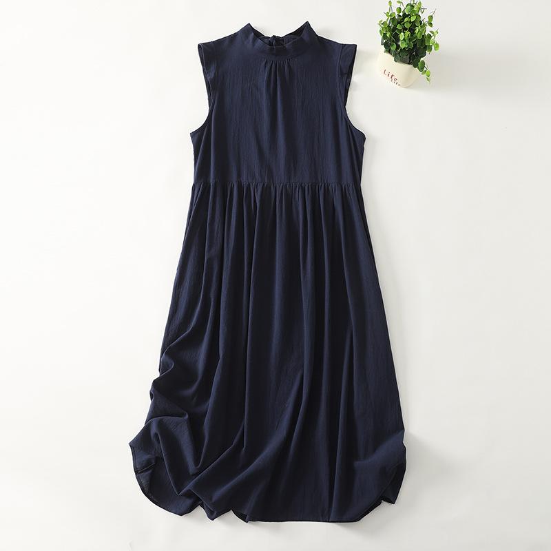 

Женское хлопковое платье с длинным рукавом L тёмно-синий