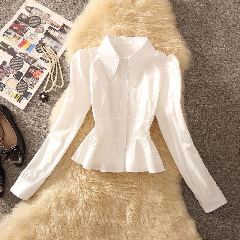 Nový Šik Design Niche Malá Košile s Pasem Stahujícím Francouzský Top s Dlouhým Rukávem Stylový