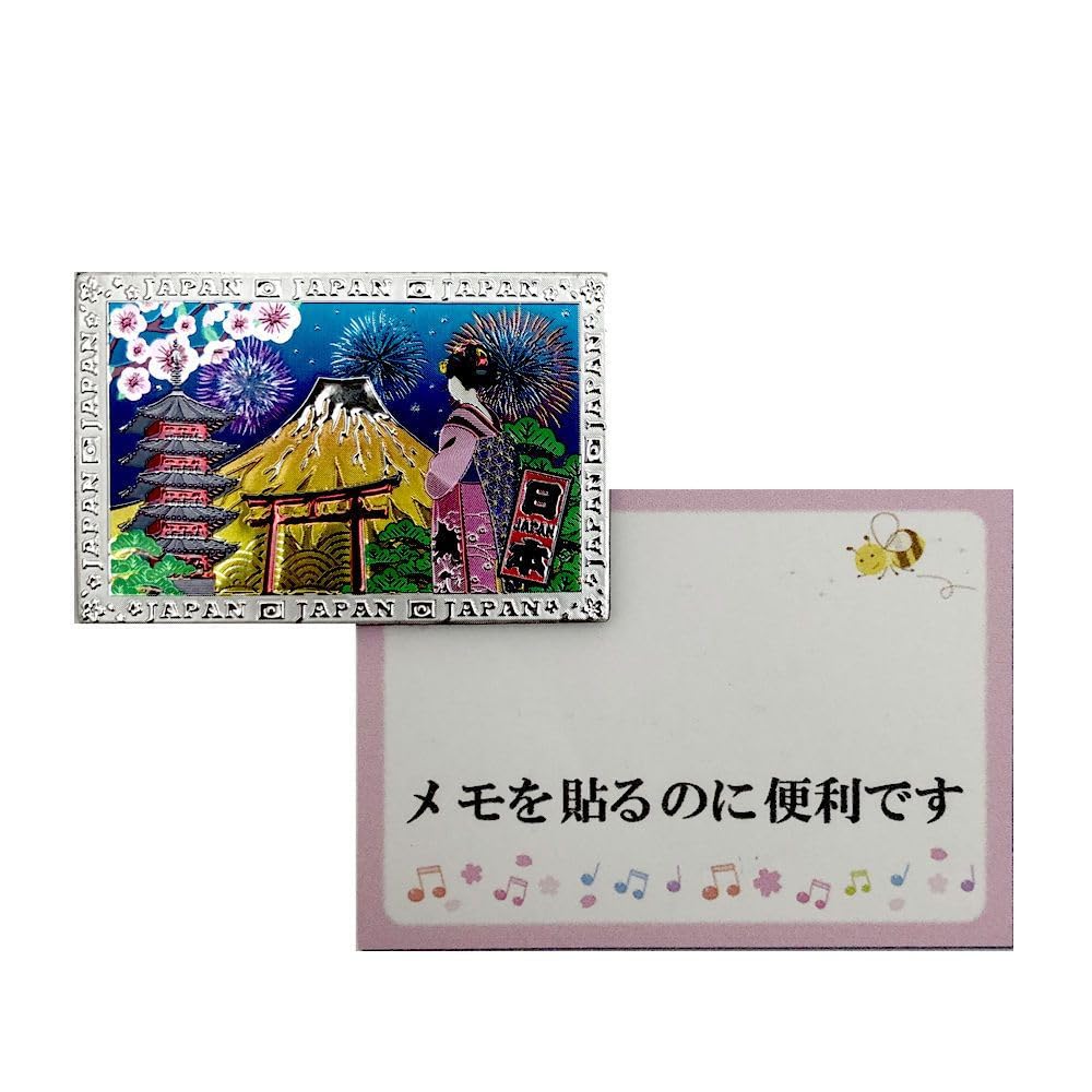 Magnet Maiko Mount Fuji Fireworks Five-Story Pagoda Torii Cherry Blossom Pine Japan Good Luck Item Etching Japanese Pattern Landscape Art Card