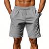 Men Summer Beach Shorts with Pockets Drawstring Elastic Waist Solid Color Versatile Casual Shorts for Daily Wear